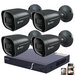 IP PoE 4MP Netzwerk UTP Safire Smart Kamerasystem mit 4 dunkelgrau Bullet Kameras.