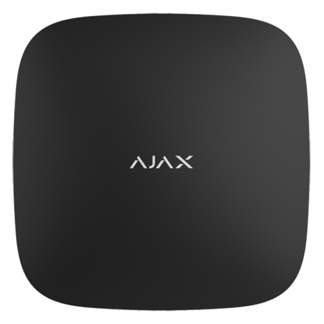 Alarmzentrale des Ajax Hub-Sicherheitssystems, erweiterbar mit max. 100 verschiedenen Sicherheits- und Kontrollkomponenten.