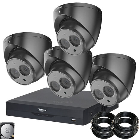 Dahua FULL HD Camerabewakingssysteem antraciet zwart