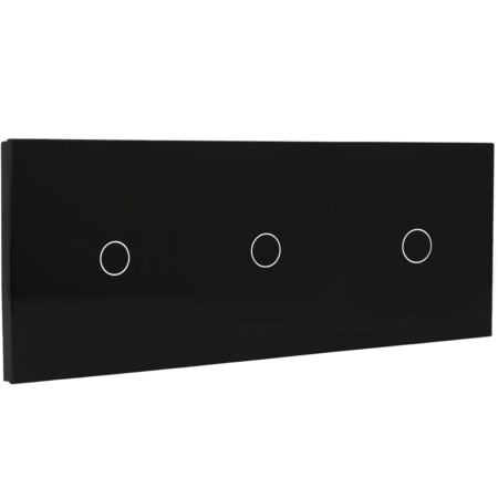 A-SMARTHOME Drievoudig Touch Schakelpaneel - 3 Knoppen - Zwart Gehard Glas