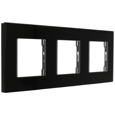 A-SMARTHOME 3-Voudig Afdekraam Zwart Gehard Glas voor Schakelmateriaal
