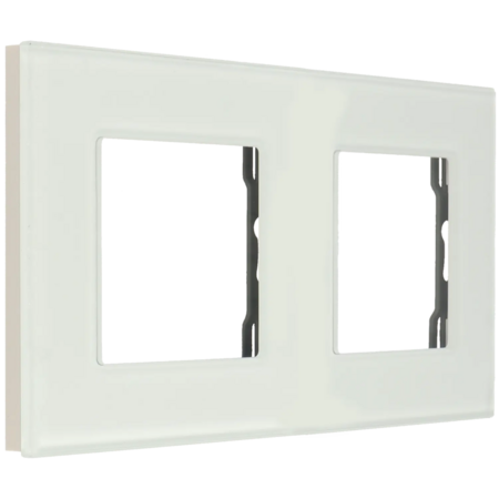 A-SMARTHOME 2-Voudig Afdekraam Gehard Glas Wit Frame