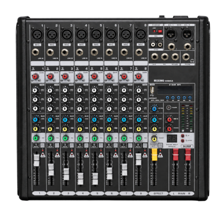 DSPPA DMX08 Professionele Analoge Mixer - 8 Kanalen met DSP, Bluetooth &amp; USB