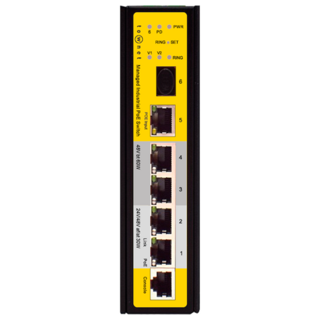 Industri&euml;le PoE Gigabit Switch - 5 Poorten RJ45 SFP - 4K Ondersteuning &amp; VLAN