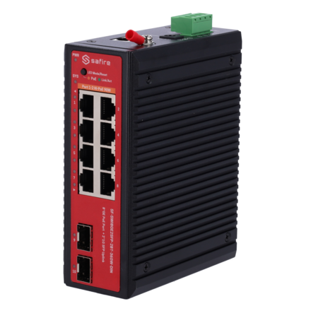 Industri&euml;le L2+ Switch 8x PoE Gigabit en 2x SFP - 360W DIN-Rail Fanless
