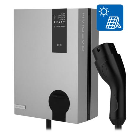 RAEDIAN NEO+ EV Lader 22kW Type 2 - Driefasig met 7.5m Kabel en Solar Kit