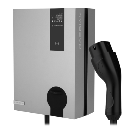 RAEDIAN NEO EV Laadpaal 11kW Type 2 - 3-Fase 16A Wandlader met 5m Kabel - Zilver