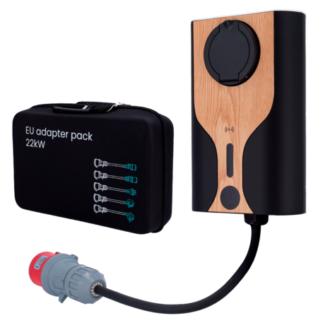 Raedian Nora Draagbare EV Lader 22kW Type 2 - Mobiele Oplader met Adapters - Hout