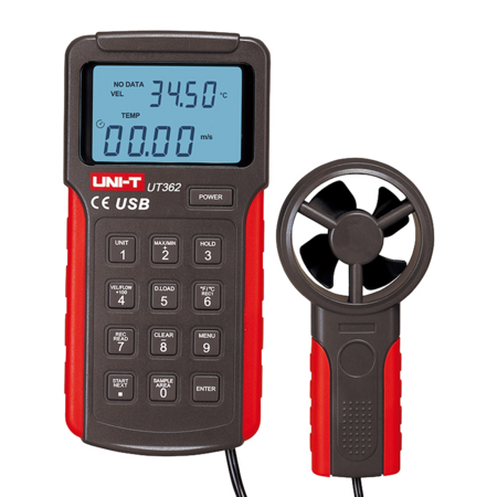 Anemometer UNI-T split-type met USB-aansluiting voor databeheer
