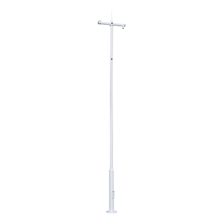Cameramast POLE-600-D - Modulaire Camerapaal 6m - Wit Staal met Funderingskooi