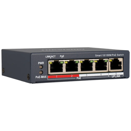 HIKVISION PRO NO CCTV 5-Poorts Cloud Switch met 4 PoE Poorten en 60W Budget