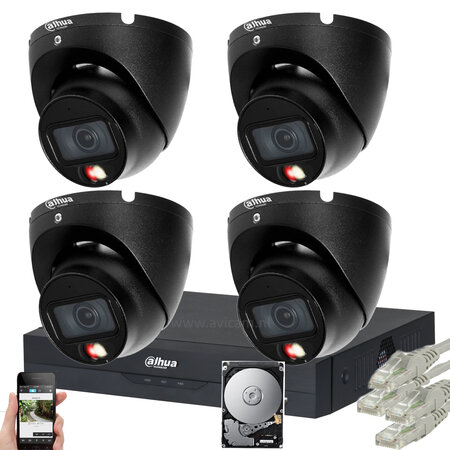 Dahua 6MP Smart Dual Light IP PoE Bewakingscamera Set - 4 Zwarte Camera's