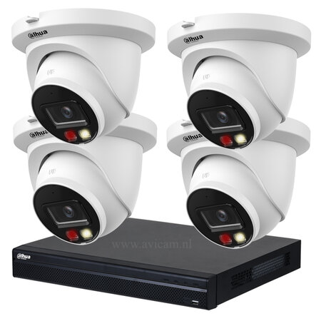 Dahua PoE Camerasysteem 8MP - Set met 4 Wizsense Turret Camera's en NVR