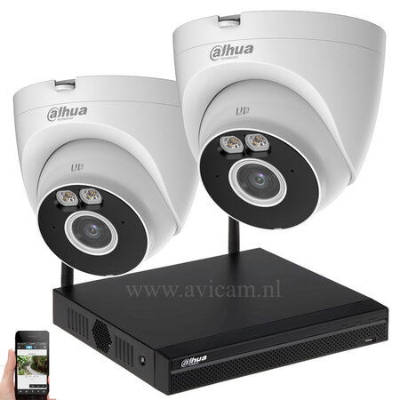 Dahua Wifi Cameraset 5MP met 2 Dual Light Dome Camera's