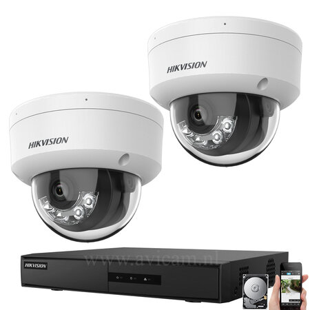 Hikvision PoE Camerasysteem 4MP met 2 Dome Camera's en NVR Recorder