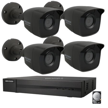 Hikvision Camerabewaking Set met 4 Full HD Coax Bullet Camera's voor Buiten