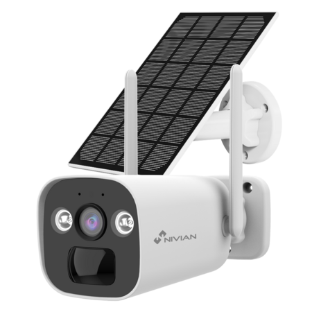 Nivian Accu Bullet Bewakingscamera 4G Simkaart, Zonnepaneel 5W met Lange batterijduur.