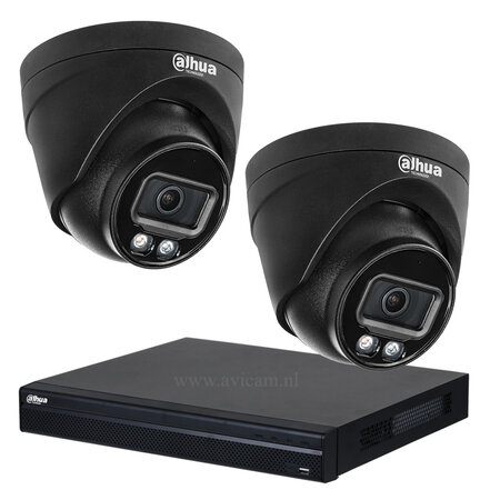 Dahua Camerabewaking Set 4MP - PoE Dual Light met Gekleurd Nachtzicht voor Buiten
