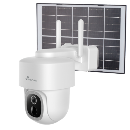 Nivian 3MP PT Wifi Beveiligingscamera met Zonnepaneel en 5200mAh Accu