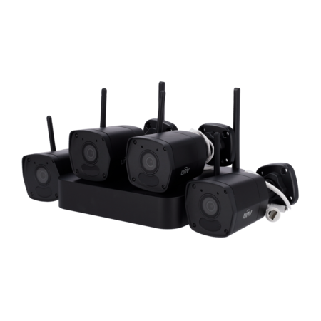 Uniview WiFi Camerasysteem 2MP Full HD met 4 Zwarte Bullet IP Camera's