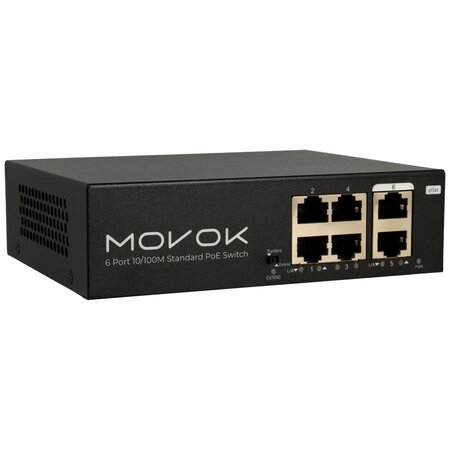 PoE switch 4 poorten en 2 uplink poorten Movok VK-SWITCH-0604POE-65.