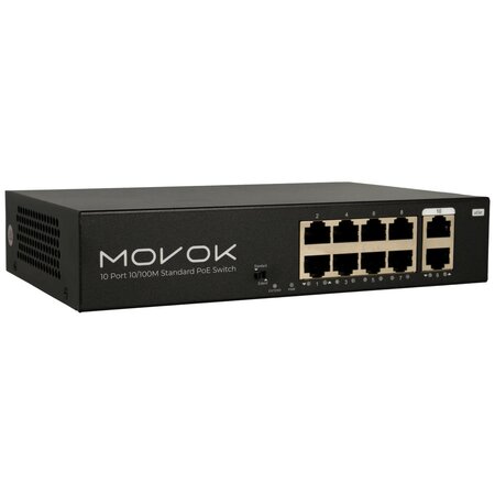 PoE switch 8 poorten en 2 uplink poorten Movok VK-SWITCH-1008POE-100.