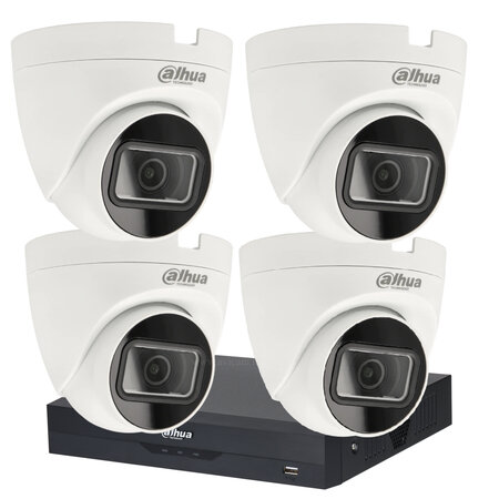 Dahua Beveiligingscamera Set 2MP Full HD - 4 Dome Binnencamera's met XVR-recorder