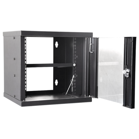10" Wandbehuizing 6U - Compacte Netwerkkast 300mm Diep - Zwart SPCC Staal