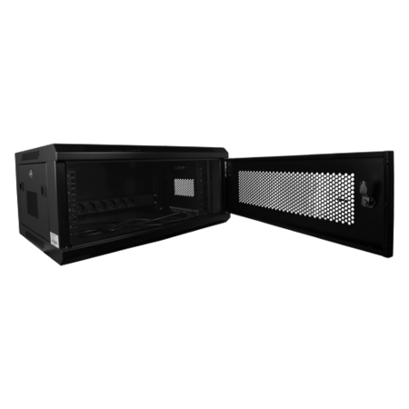 19" Wandrack 4U - Wandgemonteerde Serverkast met Gaasdeur en 6-voudige Stekkerdoos