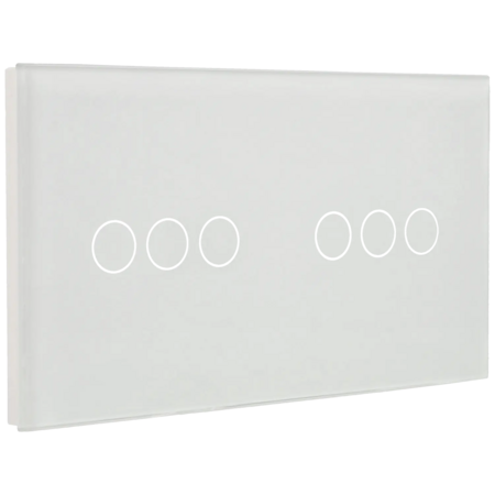 A-SMARTHOME Luxe Touch Schakelaar - 6 Knoppen - Gehard Glas - Wit