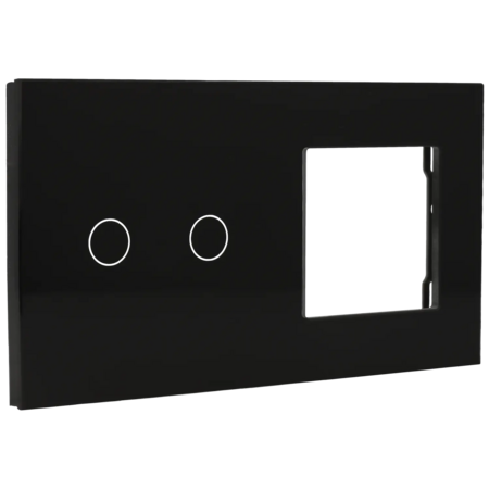 A-SMARTHOME Glazen Touch Schakelaar - 2 Knoppen - Zwart Smart Home Schakelpaneel