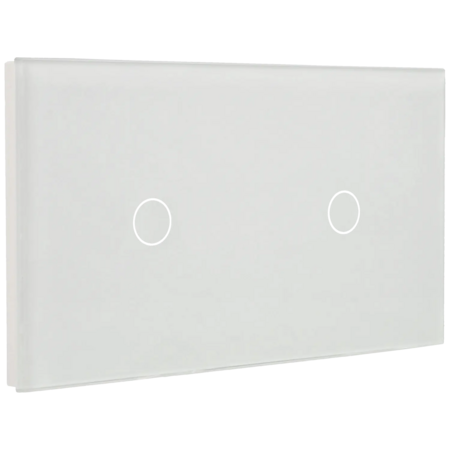 A-SMARTHOME Glazen Touch Schakelaar - Dubbel Schakelpaneel met 2 Knoppen - Wit
