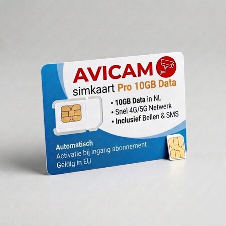 Avicam Pro 10GB simkaart - Data voor 4G Batterij IP camera's, camerasysteem of Router