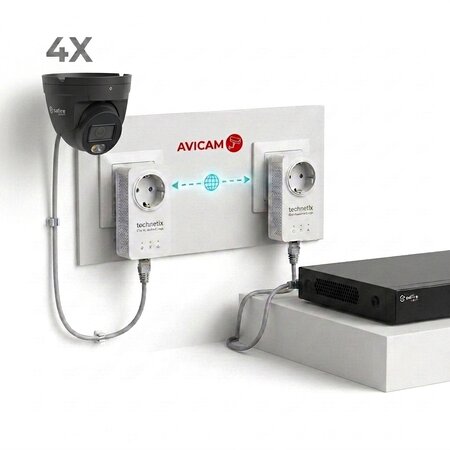 Safire Smart 4MP Antraciet Cameraset via 230V met Powerline Bridges en AI-detectie