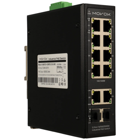 MOVOK VK-SWITCH-1208POE-120-G-IND 8 PoE Poorten Industri&euml;le Switch