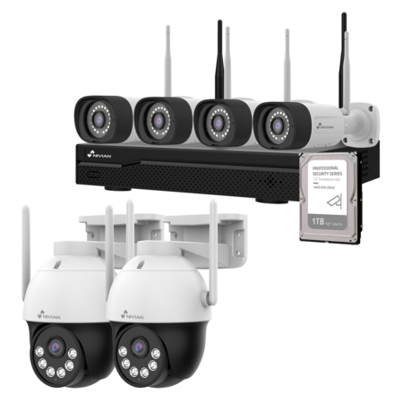 Nivian WiFi CCTV Kit NV-KIT1030W6-6MCAM-1TB - 6 Camera's voor buiten