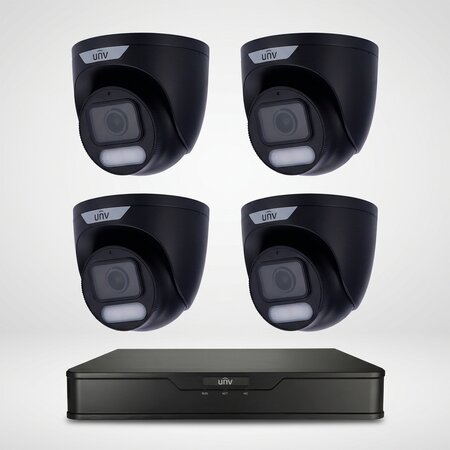 Uniview PoE Camerabeveiliging Set met 4 ColorHunter 4MP Camera's - Zwart