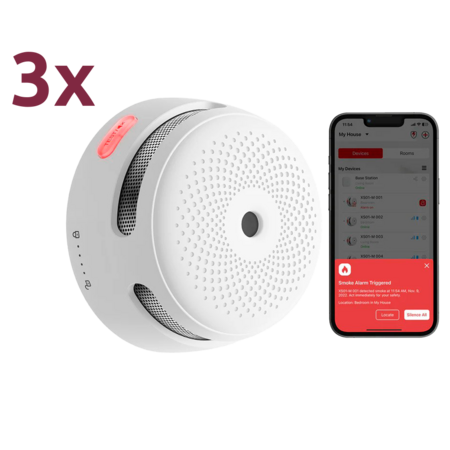 X-Sense Rookmelder XS01-M-3PACK met App-bediening via Hub voor Thuisbeveiliging