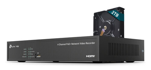 VIGI Netwerk Video Recorder NVR1004H-4P-2TB met 4 kanalen en PoE voor beveiliging