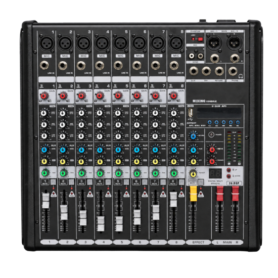 DSPPA DMX08 Professionele Analoge Mixer - 8 Kanalen met DSP, Bluetooth &amp; USB