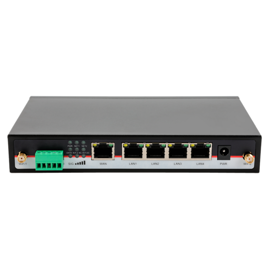 Hongdian Industri&euml;le 4G LTE Cat 6 Router - Dual SIM, AC1200 WiFi &amp; 5 Gigabit Poorten