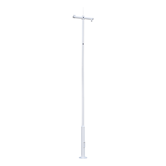 Cameramast POLE-600-D - Modulaire Camerapaal 6m - Wit Staal met Funderingskooi