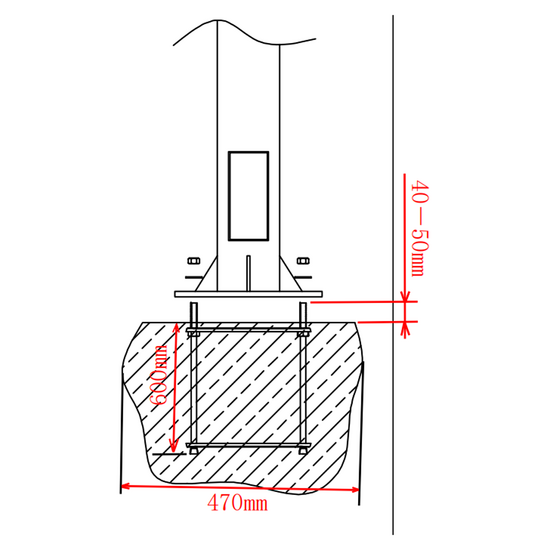Cameramast POLE-600-D - Modulaire Camerapaal 6m - Wit Staal met Funderingskooi