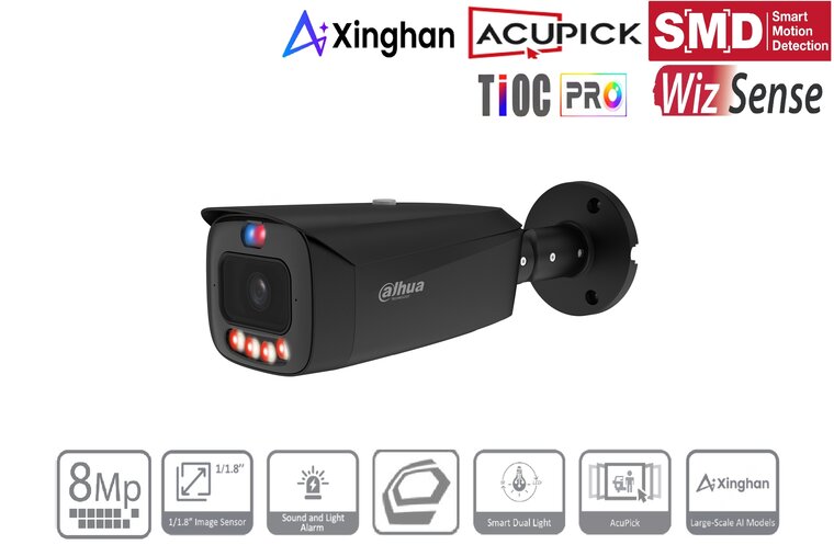 Dahua IPC-HFW3849T1P-AS-PV-0280B 8MP IP Bullet Camera Zwart