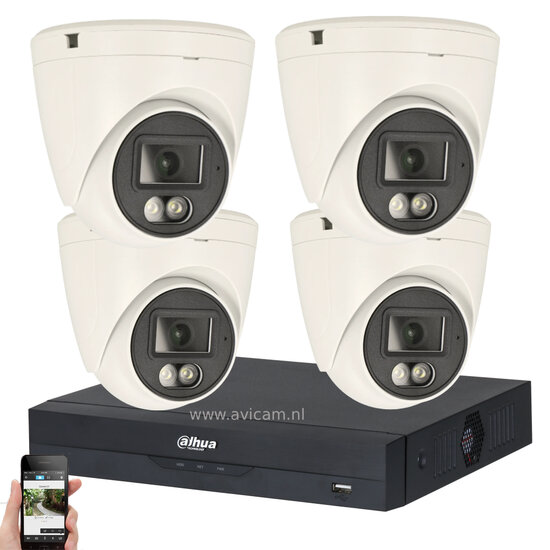 Dahua Camerabewaking Set Buiten - 4 Full HD IP PoE Turret Camera's 2MP
