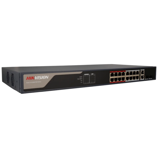Hikvision Pro 18-poorts 230W PoE Cloud Switch met 2 Gigabit Uplinks
