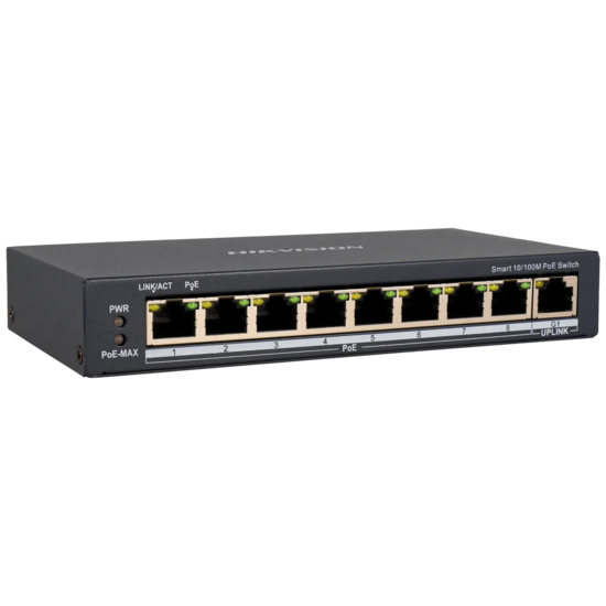 Hikvision Pro 9-poorts 110W Cloud PoE Switch met 8 PoE Poorten