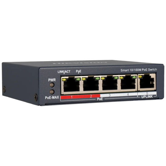 Hikvision Pro 5-poorts Cloud PoE Switch 60W Metaal IP Camera Accessoire