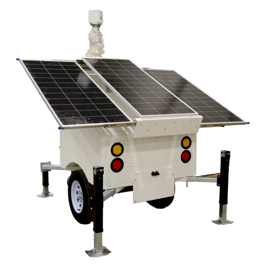 Safire Mobiele CCTV Trailer met 360W Zonnepanelen en 2520Wh LiFePo Batterij