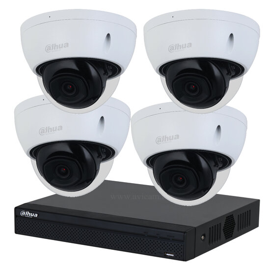 Dahua Camerabewaking Set - 4 Starlight 2MP PoE Dome Camera's voor Buiten